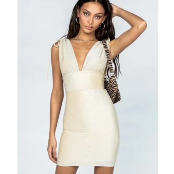 Princess Polly | Dresses | Princess Polly Amari Mini Dress In Champagne  Size 4 | Poshmark